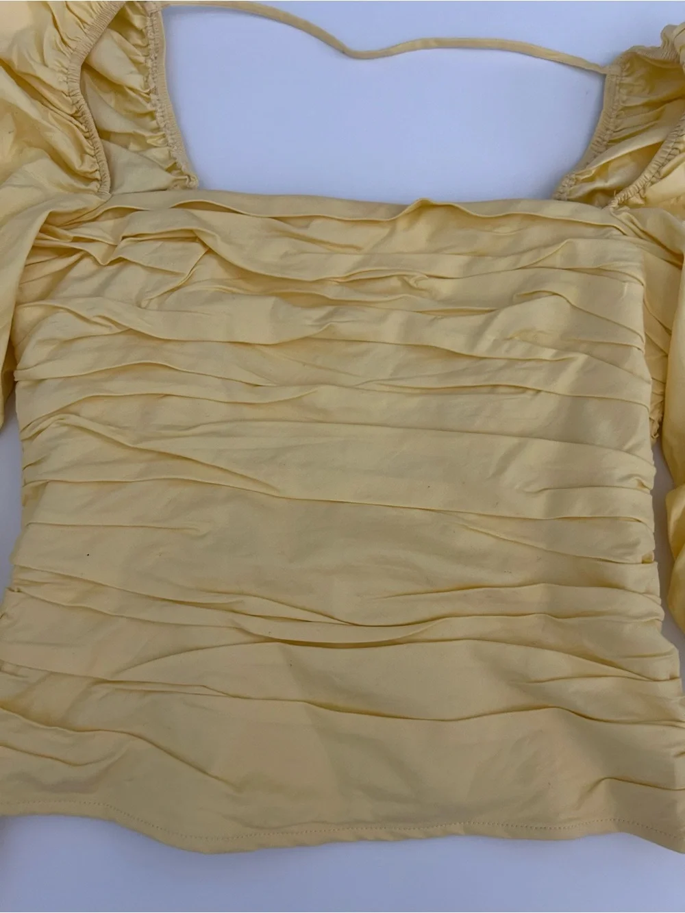 Reformation Joi Top Ruched Yellow Puff Sleeve Square Neck Smocked Size 10 $148